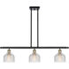 Ballston Dayton 3 Light 36 inch Black Antique Brass Island Light Ceiling Light in Clear Glass, Ballston