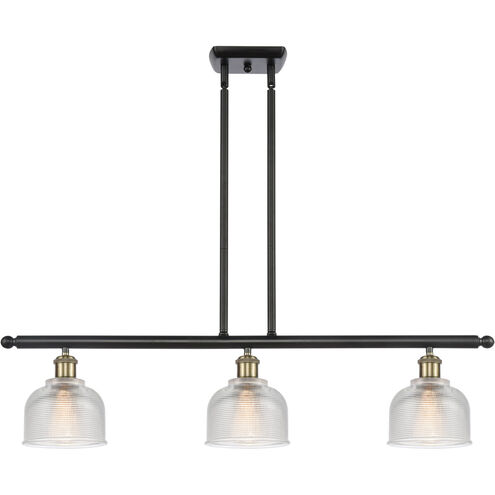 Ballston Dayton 3 Light 36 inch Black Antique Brass Island Light Ceiling Light in Clear Glass, Ballston