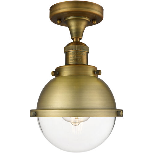 Franklin Restoration Hampden 1 Light 7.25 inch Brushed Brass Semi-Flush Mount Ceiling Light in Clear Glass