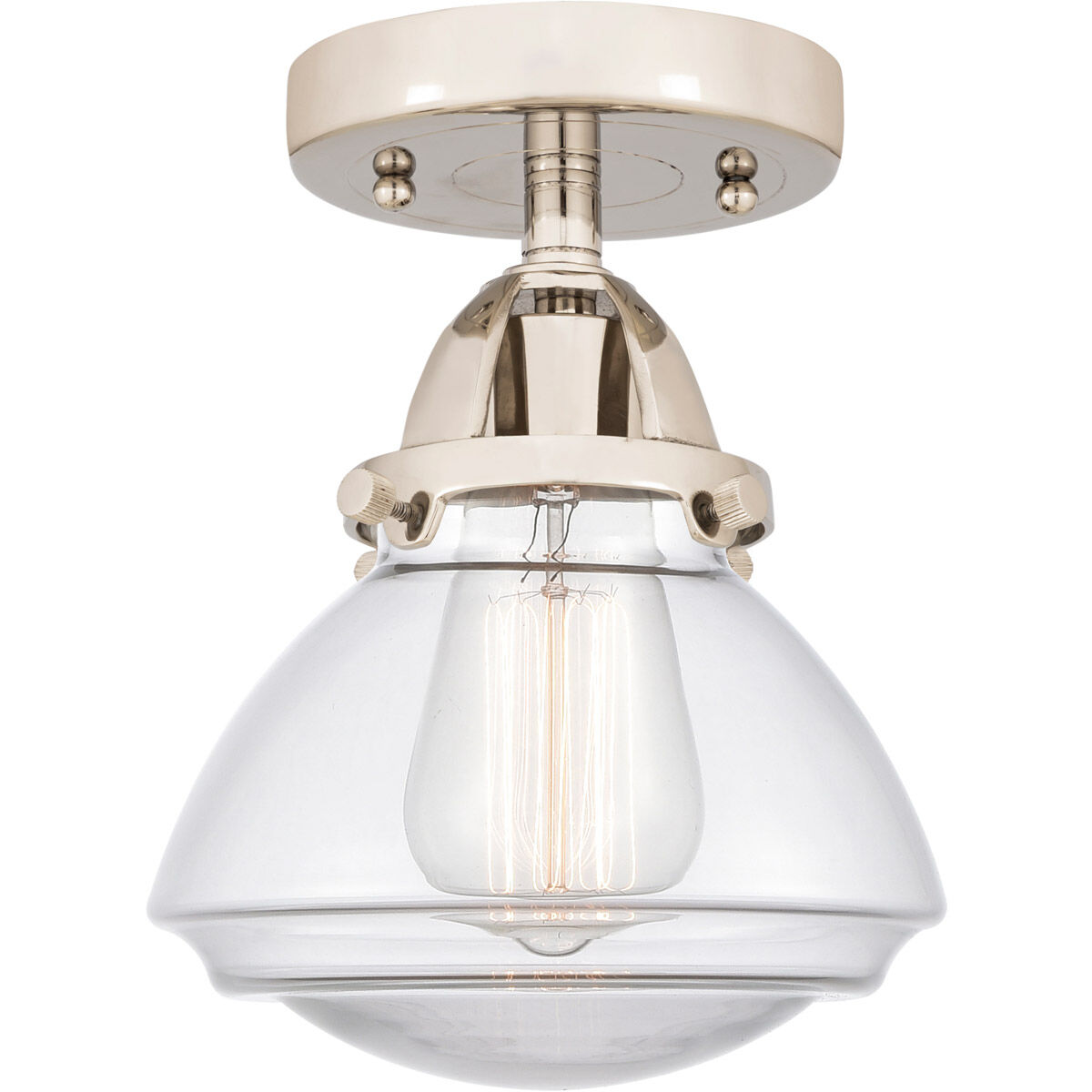 Nouveau 2 Olean 1 Light 7 inch Polished Nickel Semi-Flush Mount Ceiling Light in Clear Glass