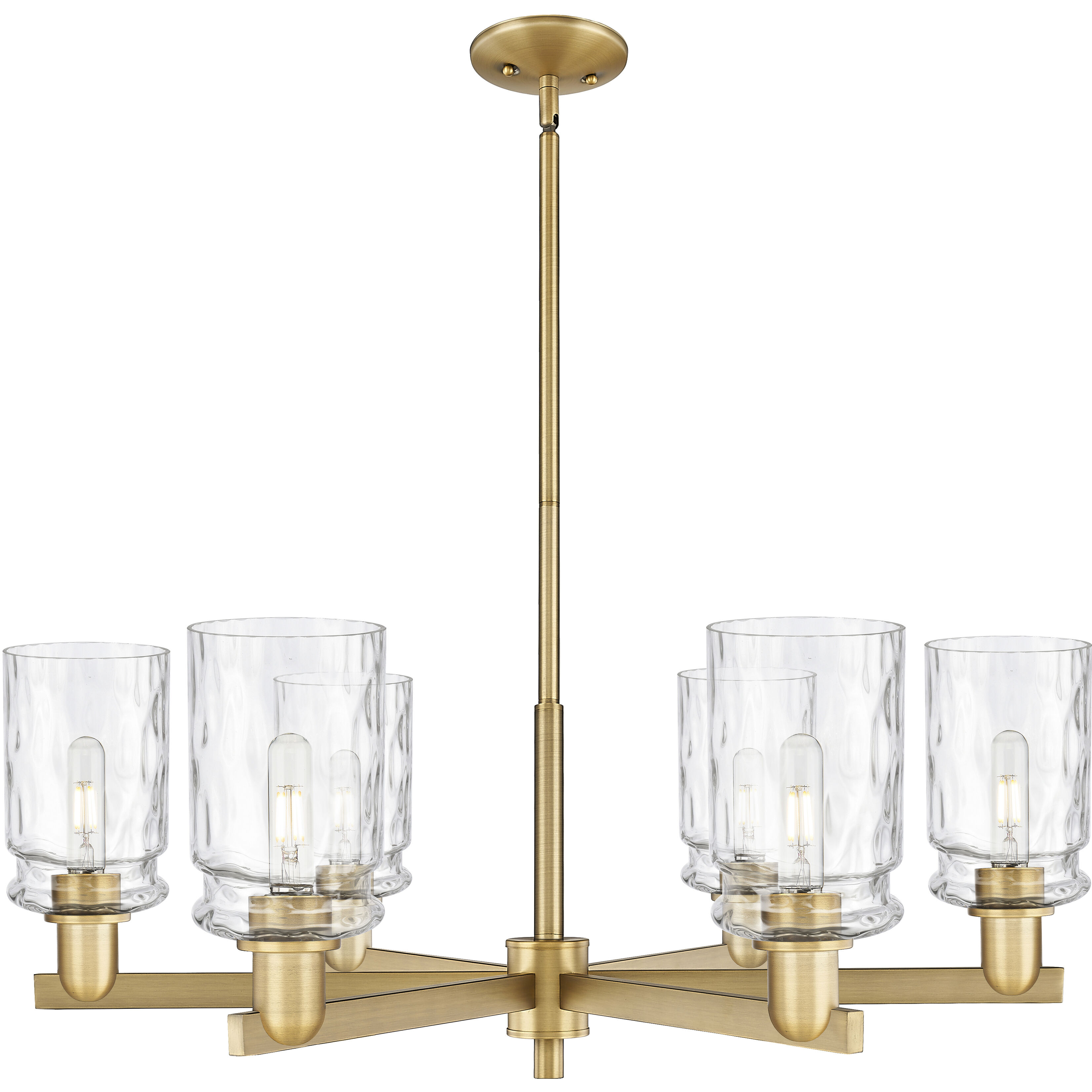 Arcadia Candor 6 Light 34.5 inch Brushed Brass Chandelier Ceiling Light