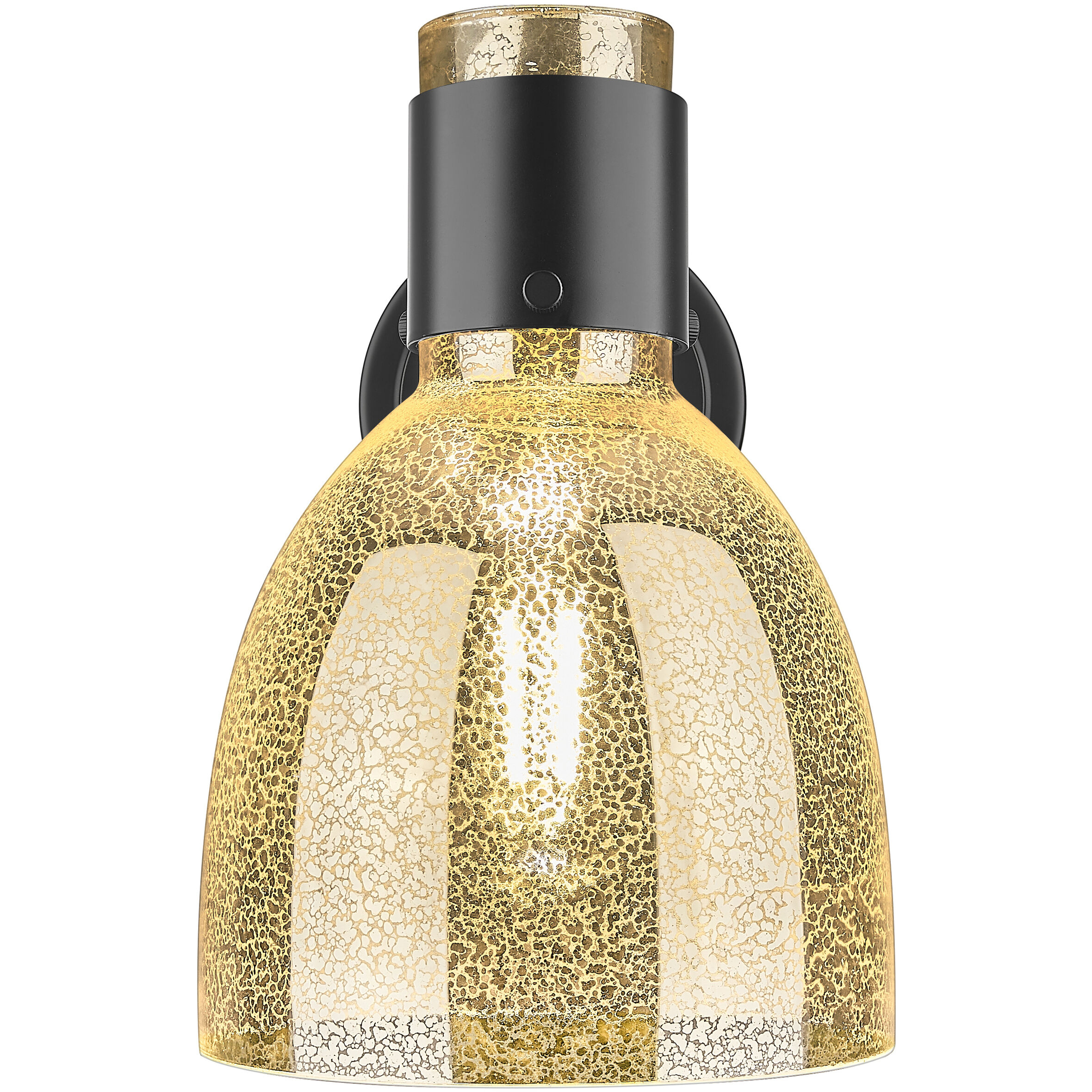 Lawton Bell Sconce Wall Light in Matte Black, Mercury Glass