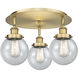Beacon 3 Light 17.75 inch Brushed Brass Flush Mount Ceiling Light in Seedy