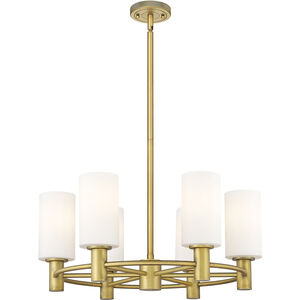 Crown Point 6 Light 24 inch Brushed Brass Chandelier Ceiling Light in Matte White Glass