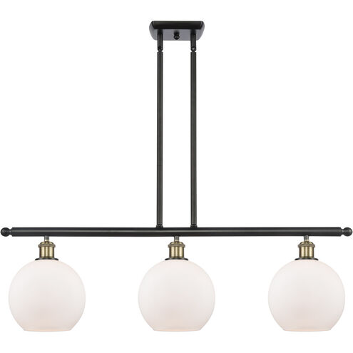 Ballston Athens LED 36 inch Black Antique Brass Island Light Ceiling Light in Matte White Glass
