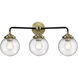 Nouveau Beacon LED 24 inch Black Antique Brass Bath Vanity Light Wall Light in Seedy Glass, Nouveau