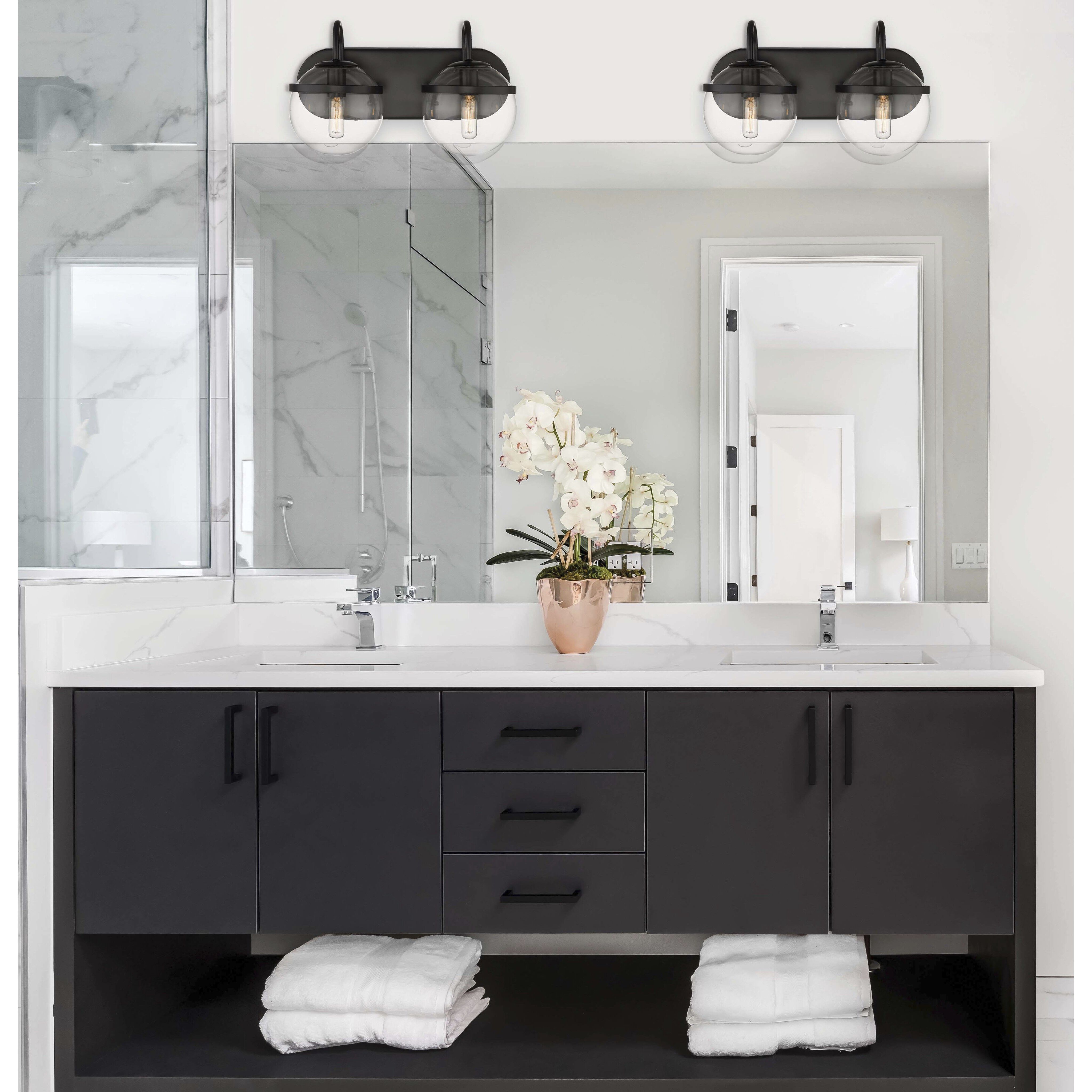 Auralume Sands LED 14 inch Matte Black and Clear Bath Vanity Light Wall Light