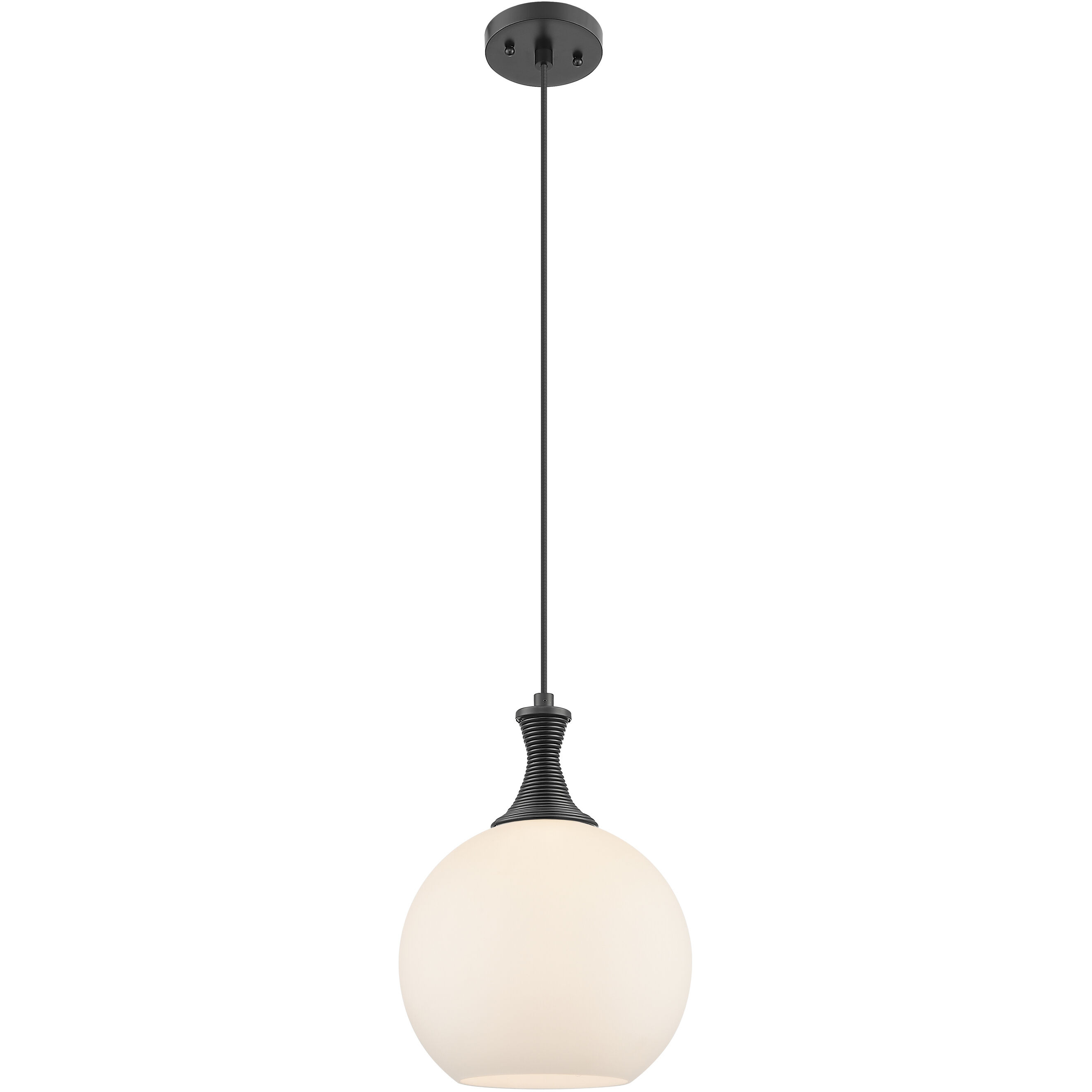 Astor 1 Light 10 inch Matte Black Mini Pendant Ceiling Light in Matte White Glass