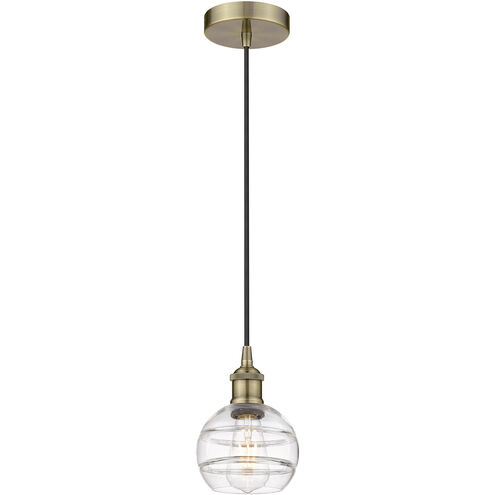 Edison Rochester 1 Light 5.88 inch Antique Brass Cord Hung Mini Pendant Ceiling Light