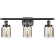 Small Bell 3 Light 26 inch Matte Black Bath Vanity Light Wall Light, Ballston