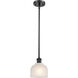 Ballston Dayton 1 Light 6 inch Matte Black Pendant Ceiling Light in White Glass, Ballston