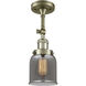 Franklin Restoration Small Bell LED 5 inch Antique Brass Semi-Flush Mount Ceiling Light in Plated Smoke Glass, Franklin Restoration