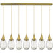 Malone 7 Light 49.75 inch Brushed Brass Linear Pendant Ceiling Light in Clear Glass