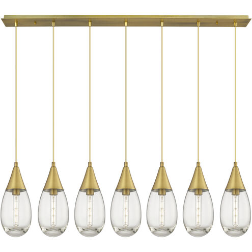 Malone 7 Light 49.75 inch Brushed Brass Linear Pendant Ceiling Light in Clear Glass