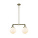 Franklin Restoration Large Beacon LED 25 inch Antique Brass Chandelier Ceiling Light in Cased Matte White Glass, Franklin Restoration