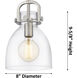 Downtown Urban Newton Bell 1 Light 8 inch Polished Nickel Pendant Ceiling Light in Clear