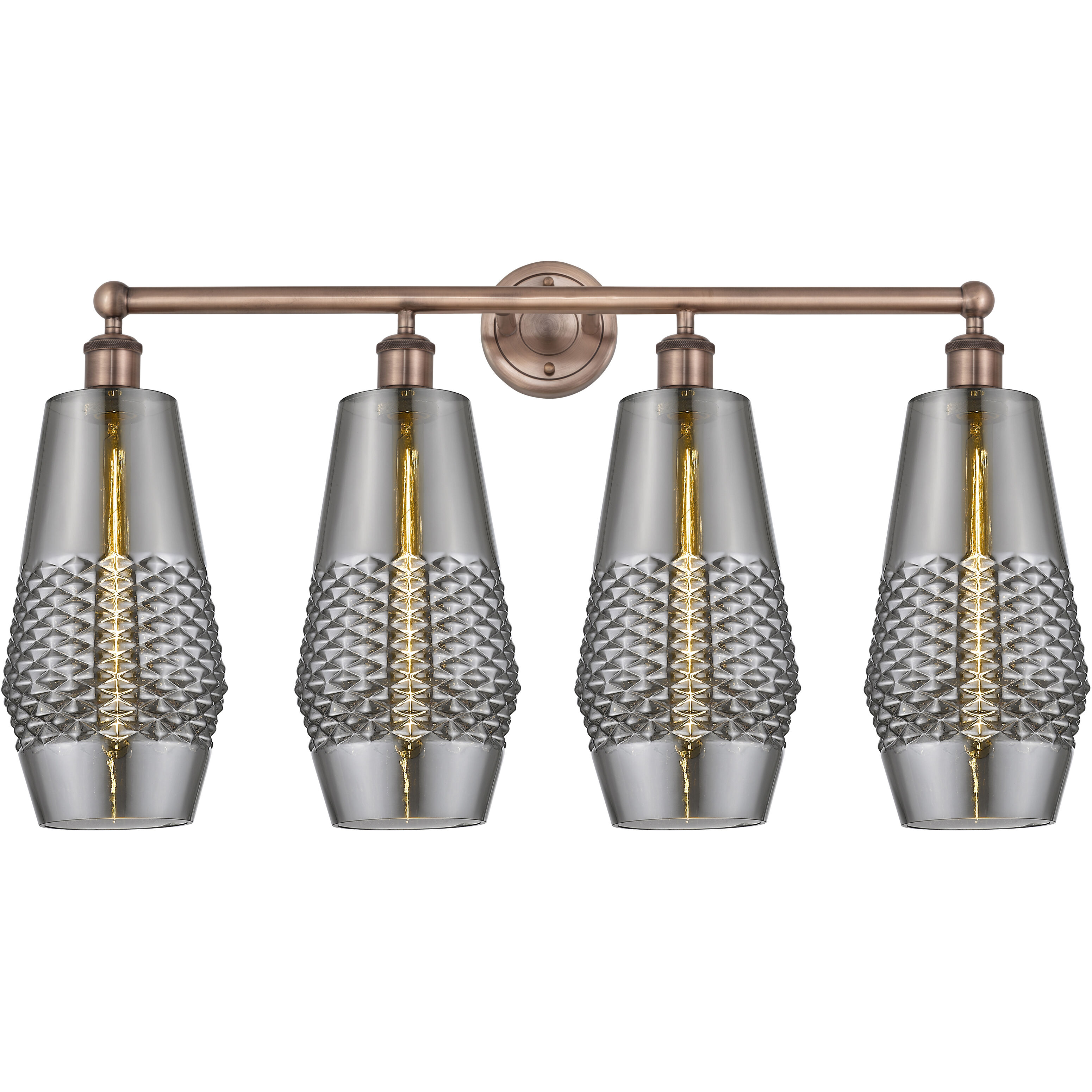 Windham 4 Light 34 inch Antique Copper Bath Vanity Light Wall Light