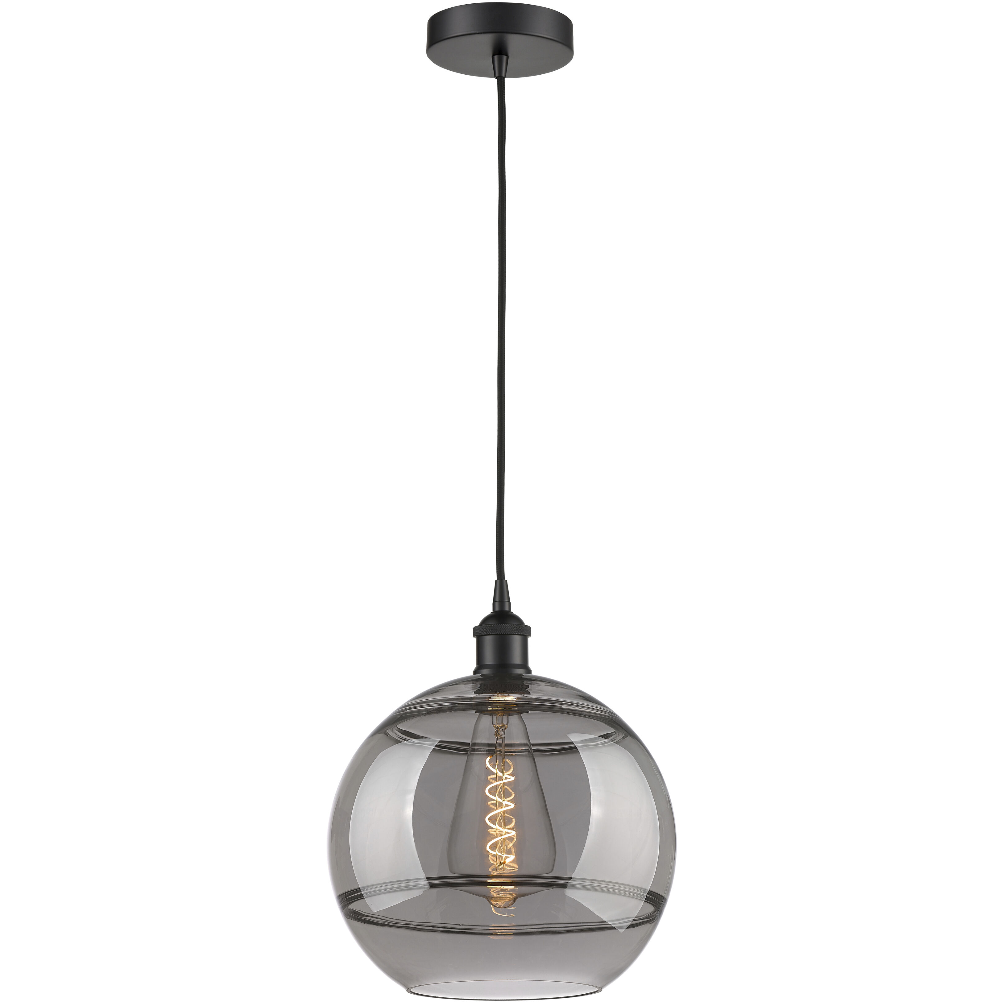 Edison Rochester 1 Light 12 inch Matte Black Cord Hung Mini Pendant Ceiling Light