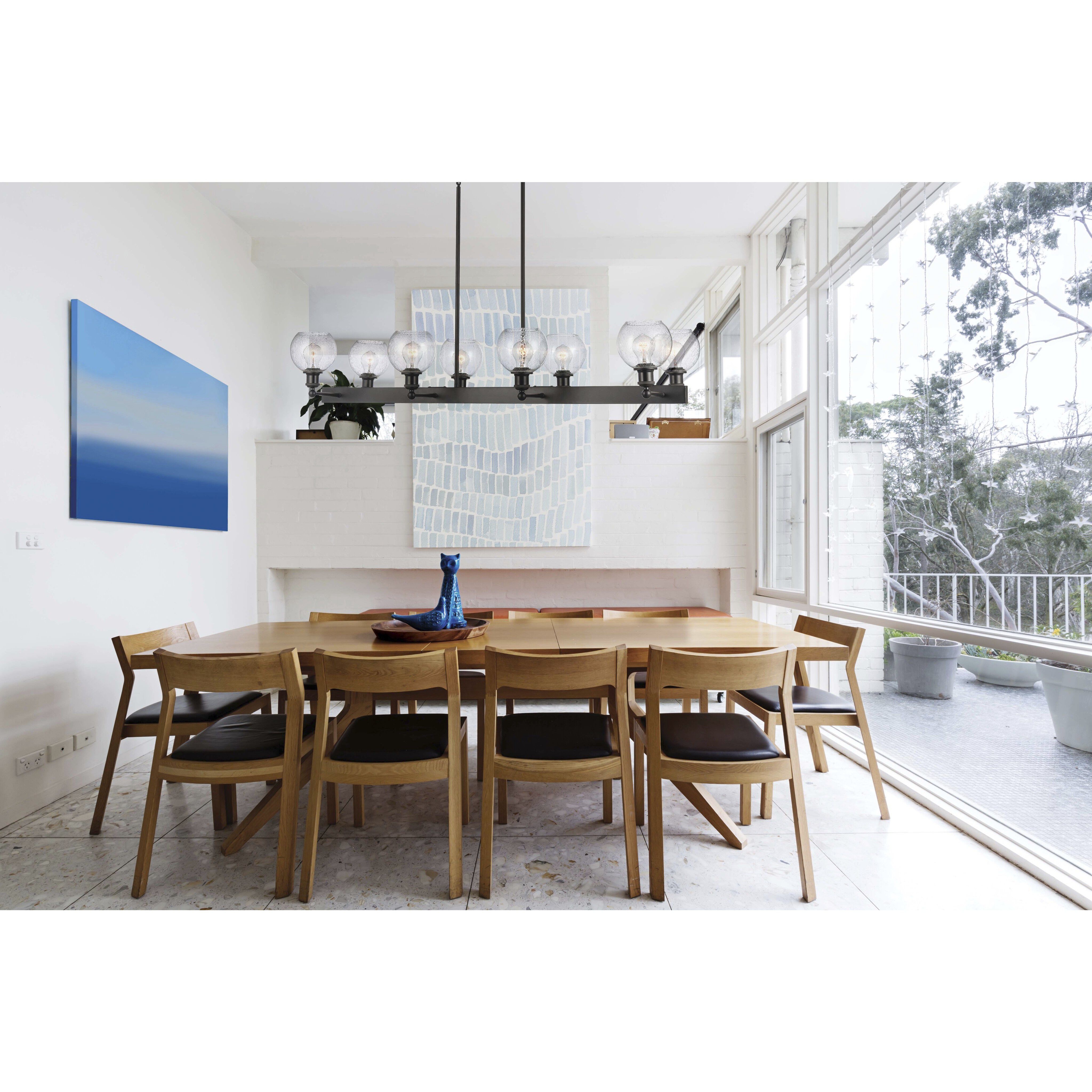 Ballston Concord 8 Light 48 inch Matte Black Chandelier Ceiling Light in Seedy Glass