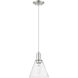 Arcadia Berkshire Glass 1 Light 8 inch Brushed Satin Nickel Mini Pendant Ceiling Light in Seedy
