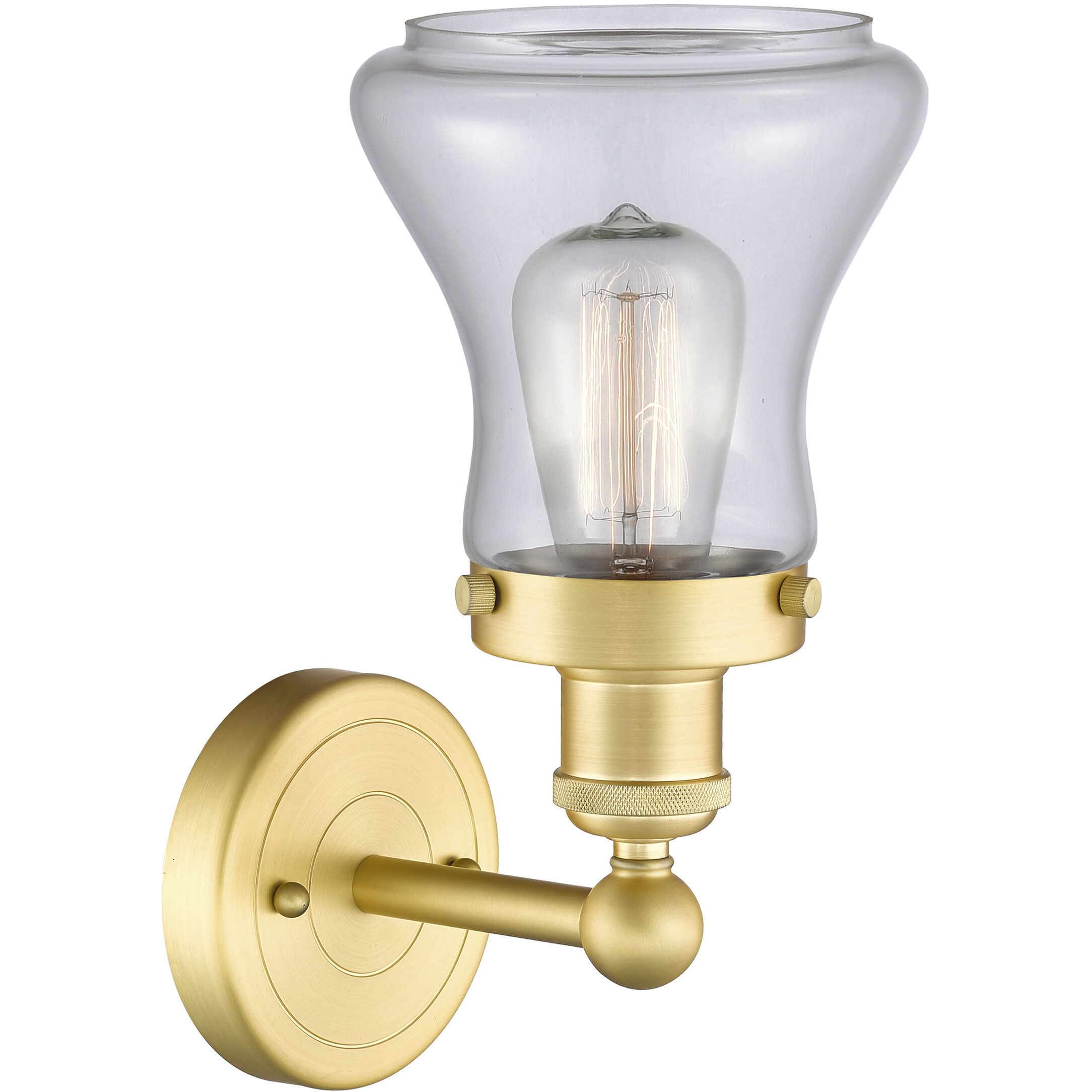 Bellmont 1 Light 6.5 inch Satin Gold Sconce Wall Light in Clear Glass
