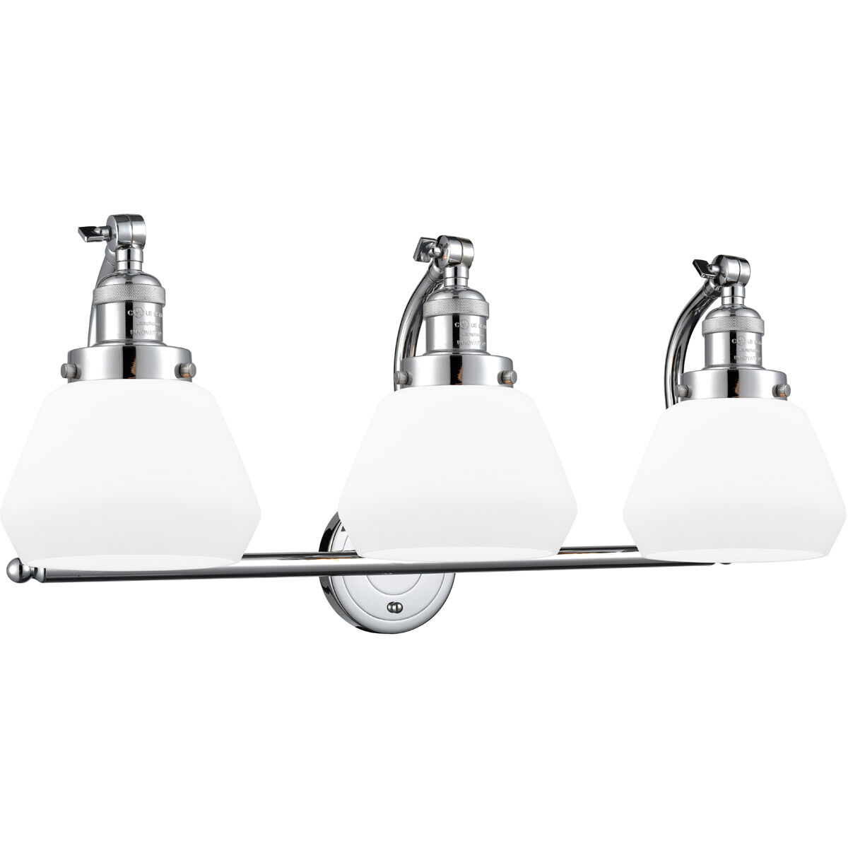 Franklin Restoration Fulton 3 Light 28 inch Polished Chrome Bath Vanity Light Wall Light in Matte White Glass, Franklin Restoration