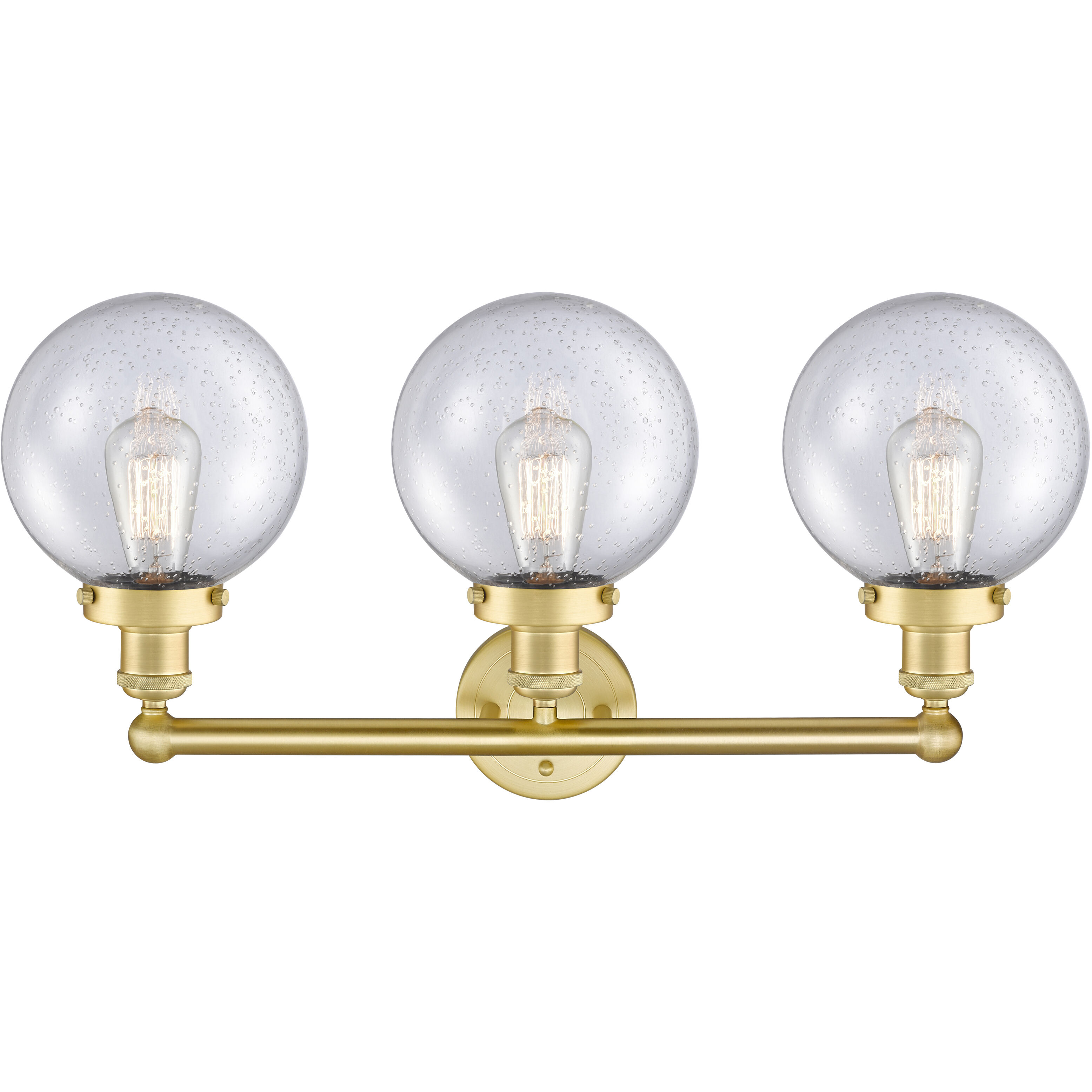 Beacon 3 Light 24.5 inch Satin Gold Bath Vanity Light Wall Light in Seedy