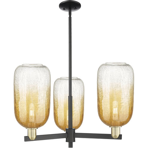 Brookhaven Cloche 3 Light 17.63 inch Black Antique Brass Chandelier Ceiling Light in Amber Glass