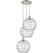 Ballston Athens Deco Swirl 3 Light 19 inch Polished Nickel Multi-Pendant Ceiling Light