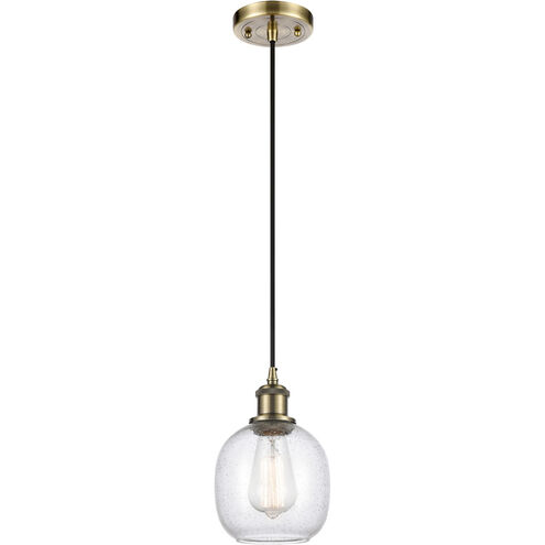 Ballston Belfast 1 Light 6 inch Antique Brass Mini Pendant Ceiling Light in Incandescent, Seedy Glass, Ballston
