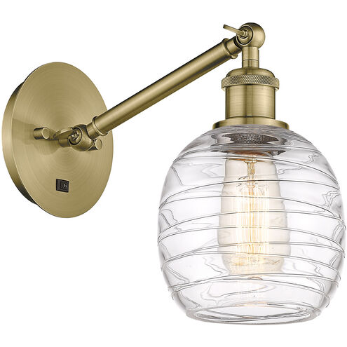 Ballston Belfast LED 6 inch Antique Brass Sconce Wall Light in Deco Swirl Glass