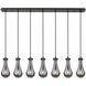Owego 7 Light 48.88 inch Matte Black Linear Pendant Ceiling Light in Light Smoke Glass