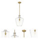Lowell 1 Light 12 inch Brushed Brass Mini Pendant Ceiling Light in Clear Glass