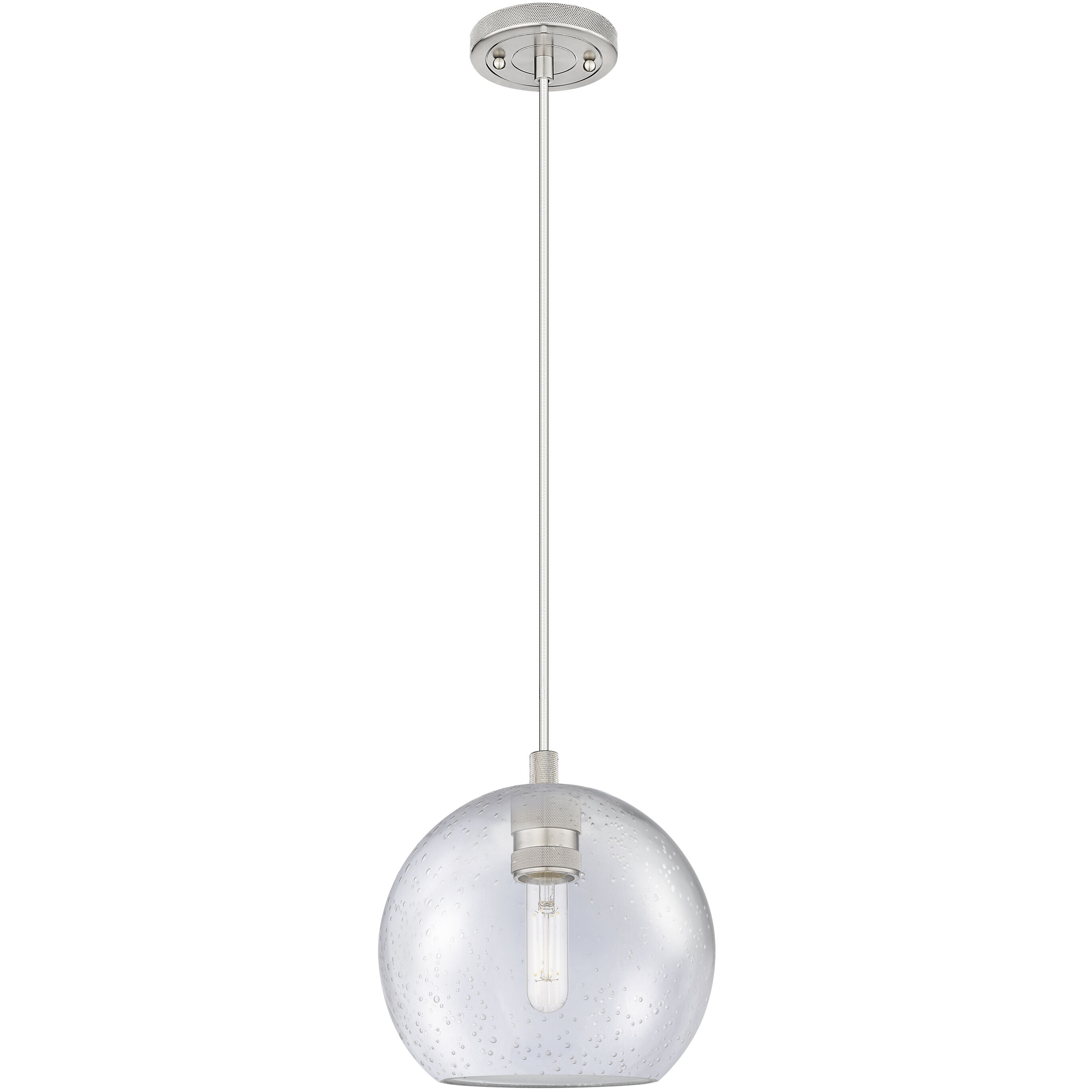 Crown Point 1 Light 8 inch Satin Nickel Pendant Ceiling Light in Seedy Glass