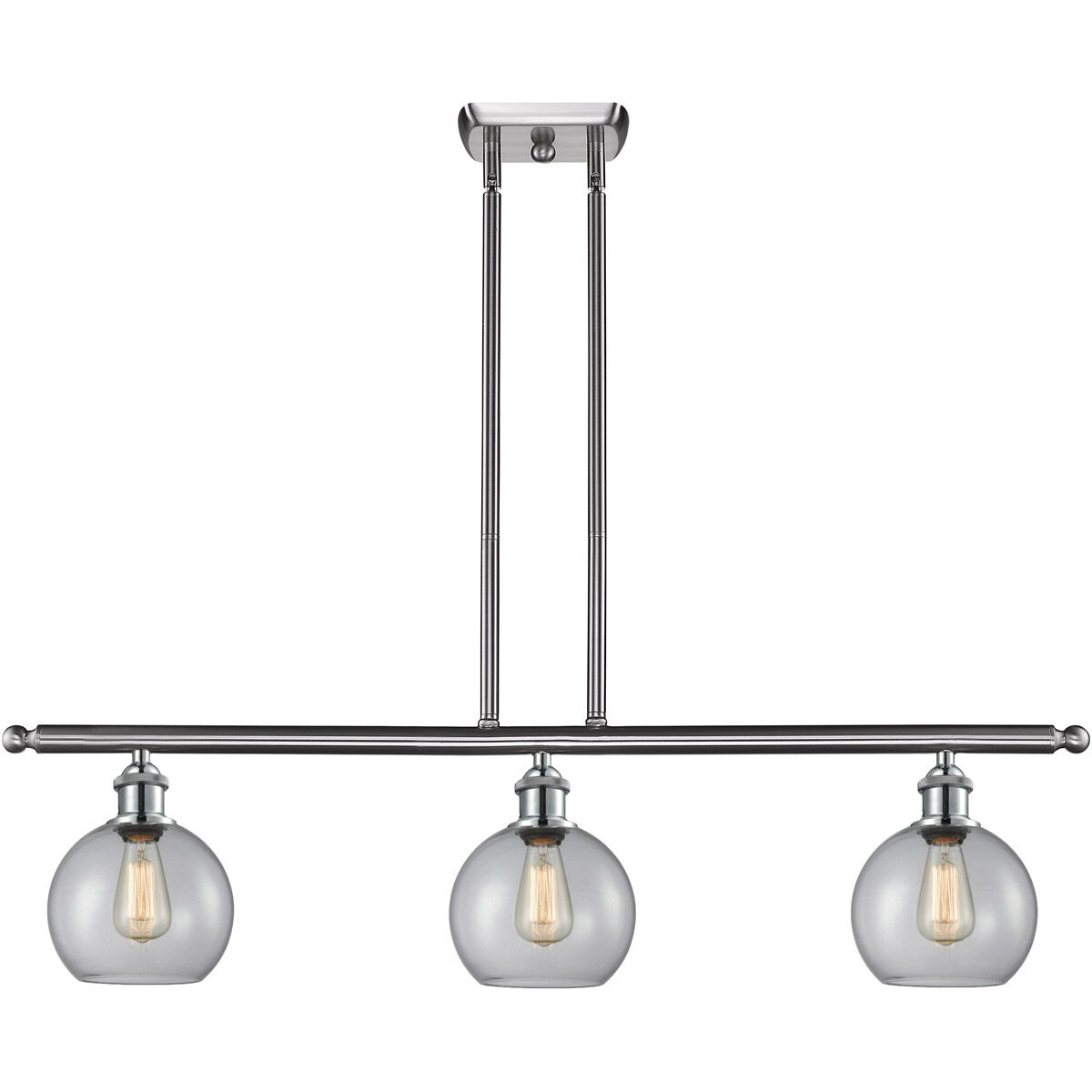 Ballston Athens 3 Light 42 inch Brushed Satin Nickel Island Light Ceiling Light in Clear Glass, Ballston