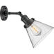 Franklin Restoration Large Cone 1 Light 8 inch Matte Black Sconce Wall Light in Seedy Glass, Franklin Restoration