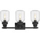 Somers 3 Light 24 inch Textured Black Bath Vanity Light Wall Light in Clear Glass