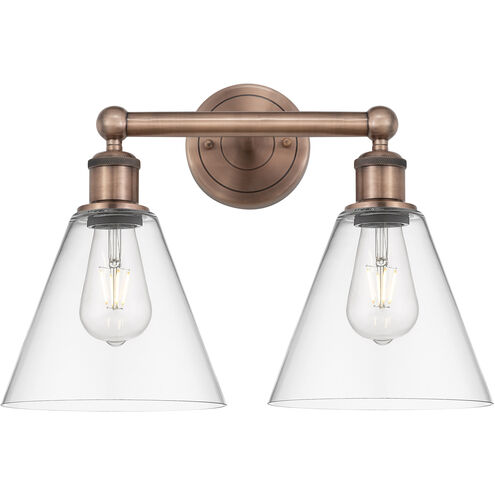 Berkshire 2 Light 17 inch Antique Copper Bath Vanity Light Wall Light in Clear