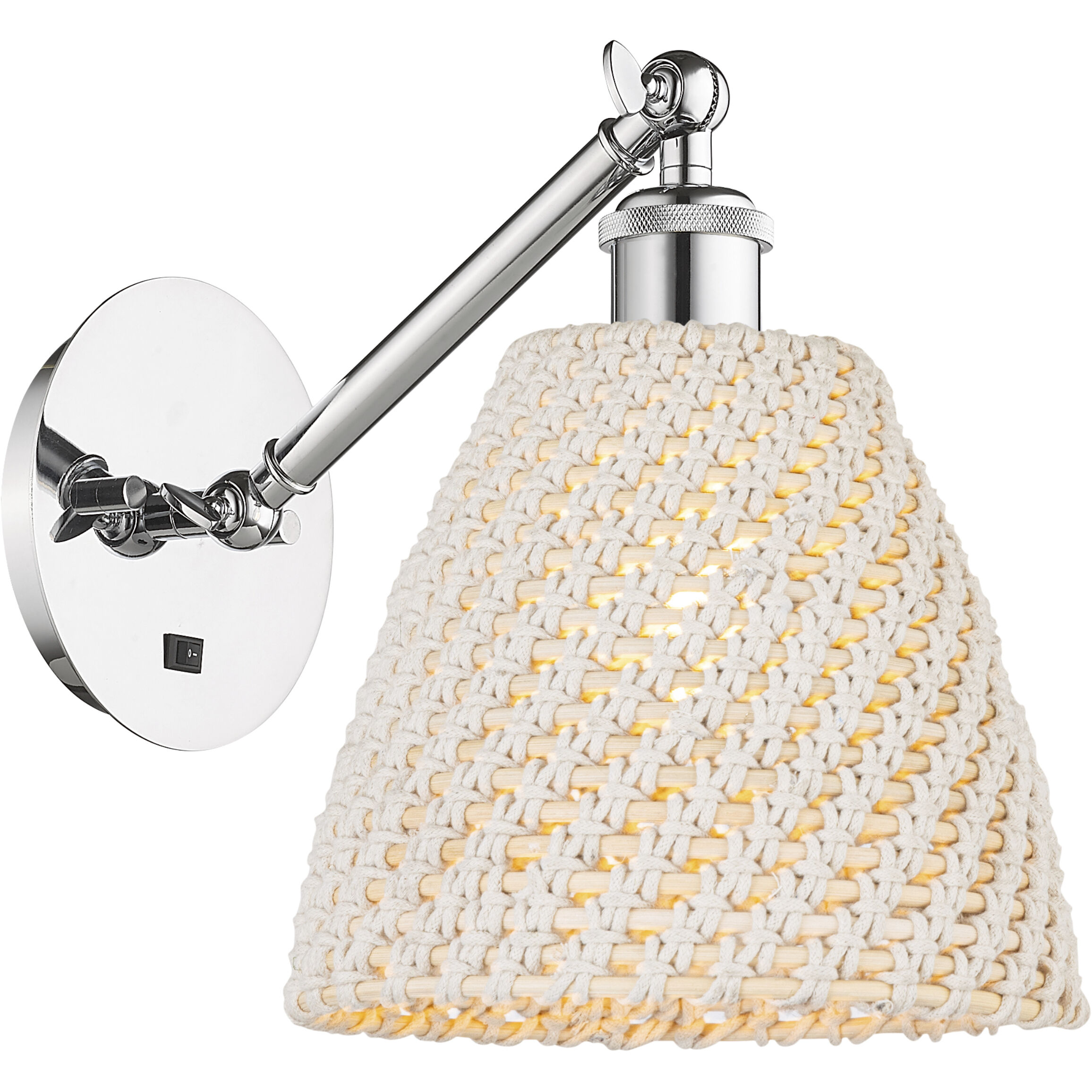 Ballston Bristol Natural Armed Sconce Wall Light in Polished Chrome