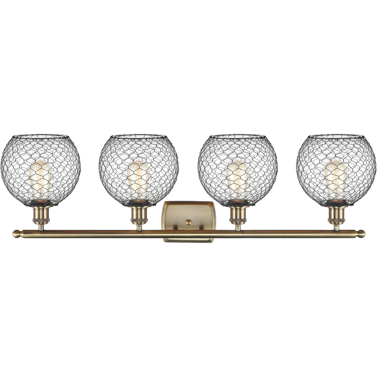 Ballston Farmhouse Chicken Wire LED 36 inch Antique Brass Bath Vanity Light Wall Light, Ballston