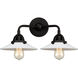 Nouveau 2 Halophane LED 17 inch Matte Black Bath Vanity Light Wall Light in Matte White Halophane Glass
