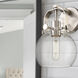 Pilaster II Sphere Sconce Wall Light in Satin Nickel, Seedy Glass