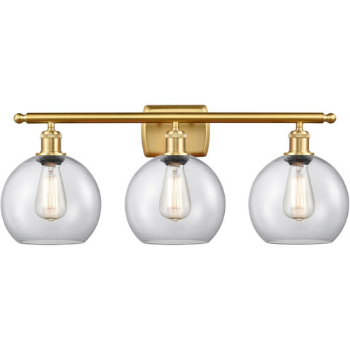 Ballston Athens LED 26 inch Satin Gold Bath Vanity Light Wall Light in Clear Glass, Ballston