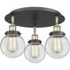 Beacon 3 Light 17.75 inch Black Antique Brass Flush Mount Ceiling Light in Clear