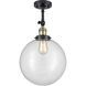 Franklin Restoration XX-Large Beacon LED 12 inch Black Antique Brass Semi-Flush Mount Ceiling Light in Clear Glass, Franklin Restoration