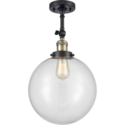 Franklin Restoration XX-Large Beacon LED 12 inch Black Antique Brass Semi-Flush Mount Ceiling Light in Clear Glass, Franklin Restoration