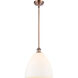 Ballston Dome 1 Light 12 inch Antique Copper Mini Pendant Ceiling Light in Matte White Glass