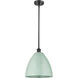 Ballston Plymouth Dome 1 Light 12 inch Matte Black Pendant Ceiling Light in Matte Seafoam