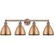 Metal Bristol 4 Light 34.5 inch Antique Copper Bath Vanity Light Wall Light