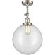 Franklin Restoration XX-Large Beacon LED 12 inch Brushed Satin Nickel Semi-Flush Mount Ceiling Light in Clear Glass, Franklin Restoration